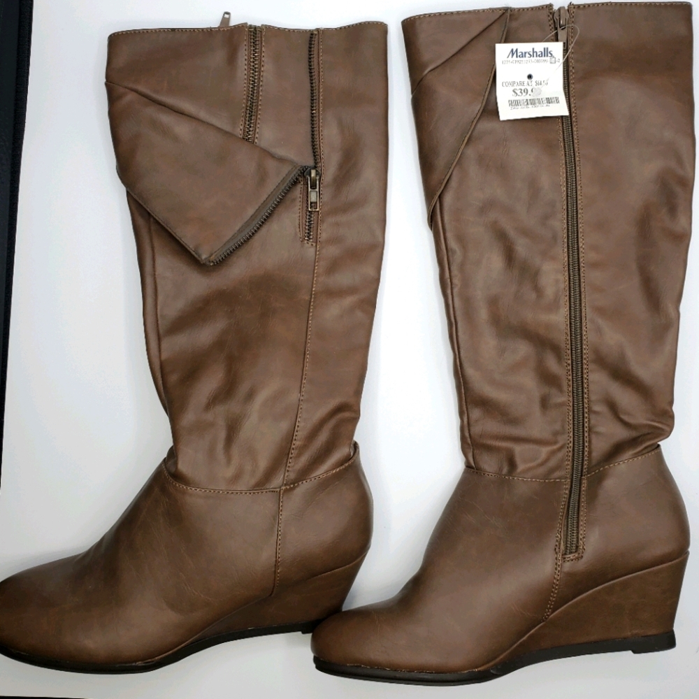 Tan Wedge Boots
